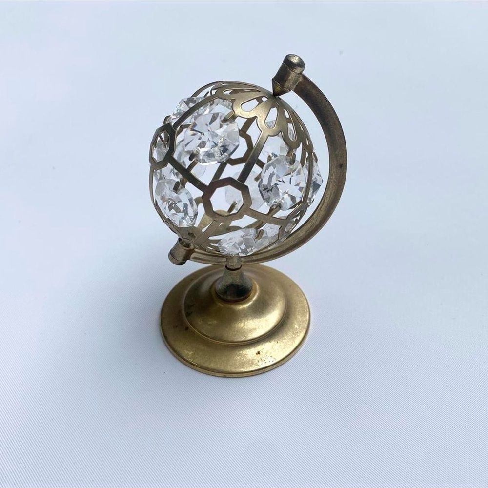 24K Gold Plated Crystal Vintage Mini Globe